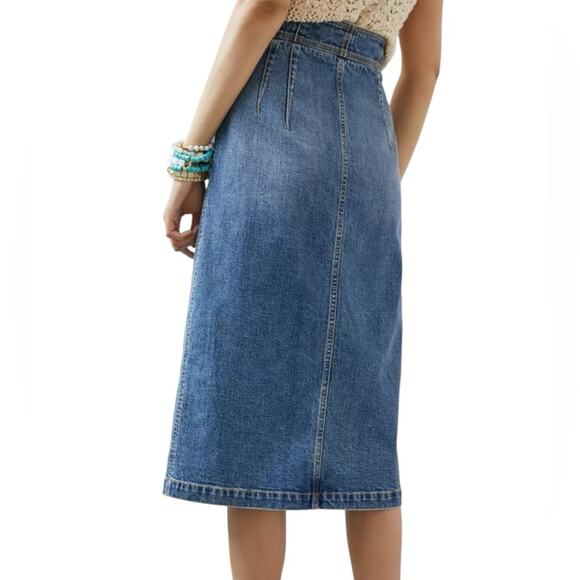 Pilcro Slim Denim Midi Skirt size 6 Anthropologie Button Front - Picture 2 of 10